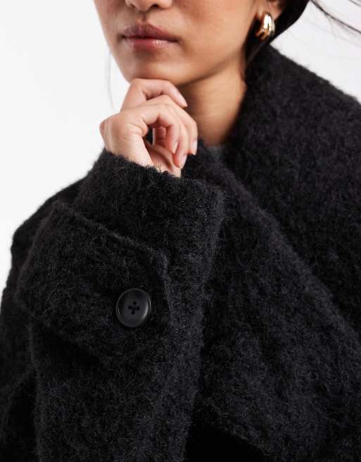 ASOS DESIGN cosy oversized chuck on formal coat in black, 4 of 4