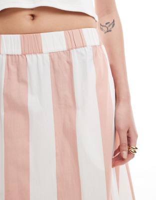 Asos Design Cotton A Line Maxi Skirt In Multi