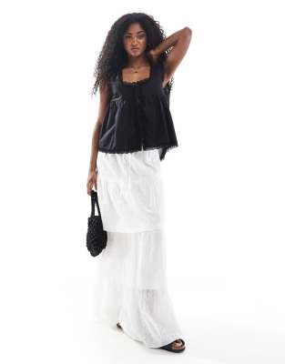 Asos Design Cotton Babydoll Lace Trim Cami Top