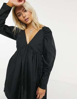 black cotton babydoll dress