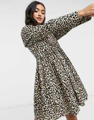 babydoll leopard dress