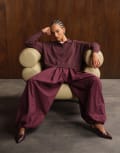 [ASOS DESIGN] ASOS DESIGN cotton balloon pants in plum-Purple M Plum