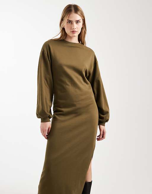midi sweatshirt dress ASOS Design - Wrap - Women - Cotton - 4 US and 20% Nylon Let It All Go Cream