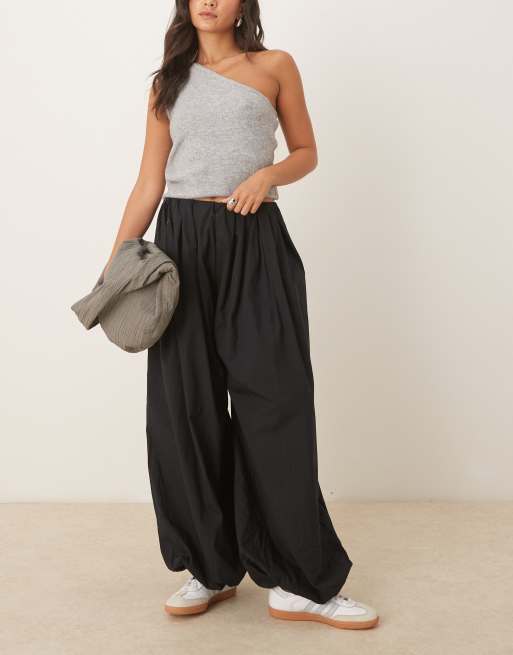 ASOS DESIGN cotton balloon pants in black