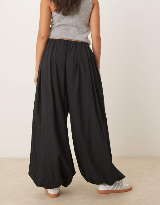 ASOS DESIGN cotton balloon pants in black