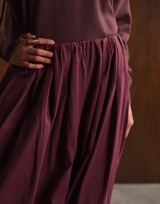 ASOS DESIGN cotton balloon trouser in plum, 3 of 5