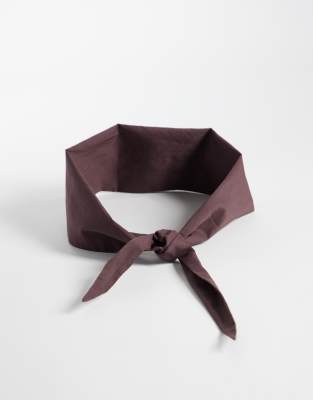 Asos Design Cotton Bandana Neck Scarf In Purple