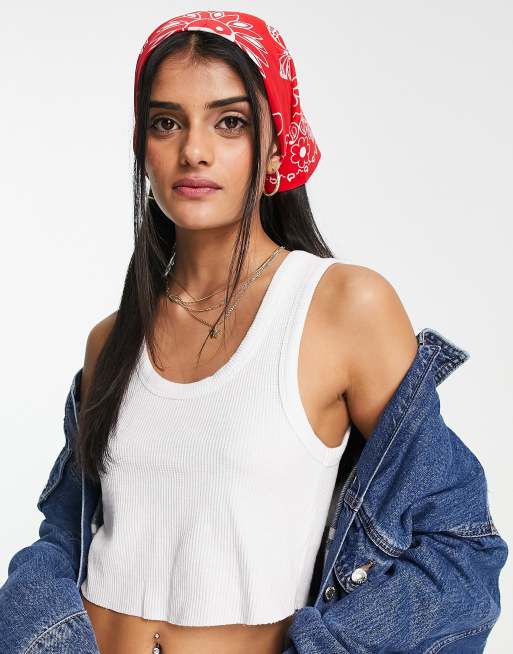 ASOS DESIGN cotton bandana with 90's motif in red