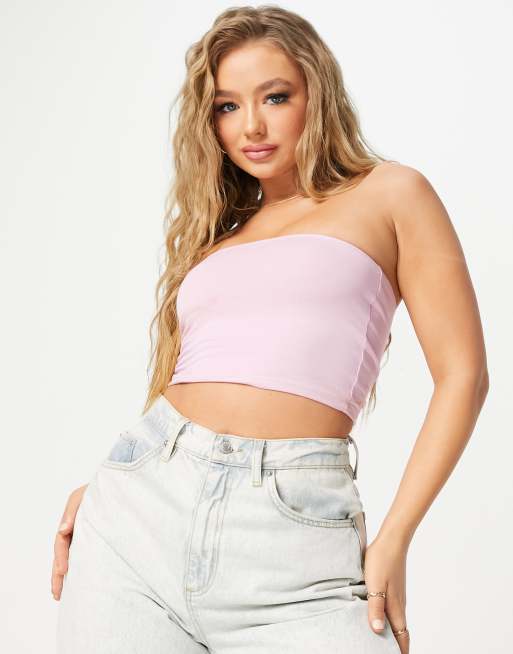 Pink Bandeau Crop Top