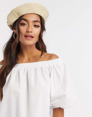 white cotton bardot top