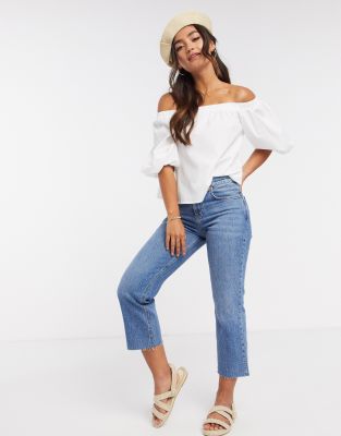 asos white bardot top