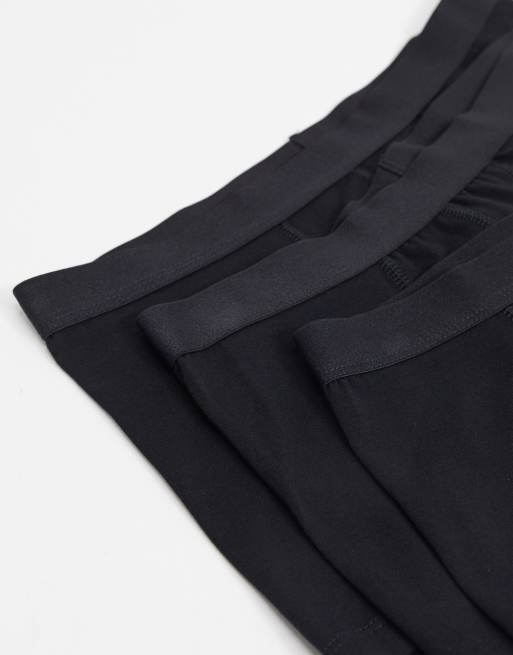 ASOS DESIGN cotton blend 3 pack trunks in black - BLACK, 3 of 4