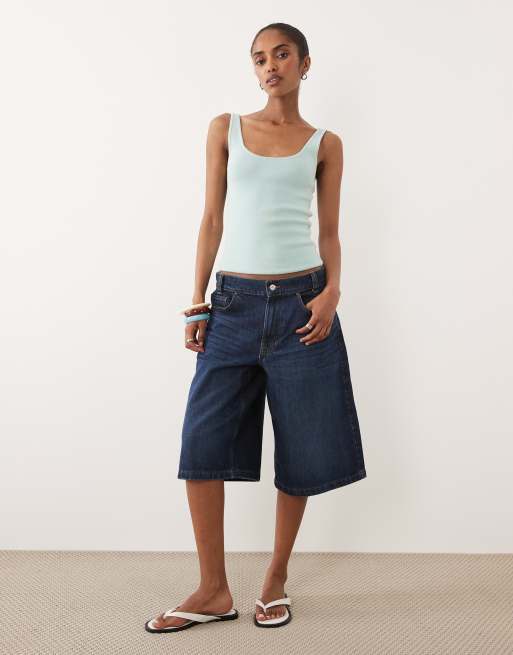 ASOS DESIGN cotton blend knitted scoop neck cami in light blue, 2 of 4