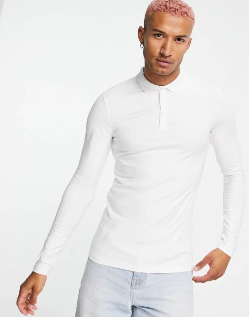 ASOS DESIGN long sleeve fitted shirt in white