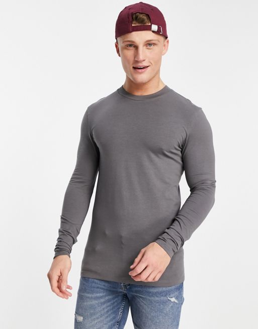 Basic Black Cotton Blend Long Sleeve Fitted T Shirt