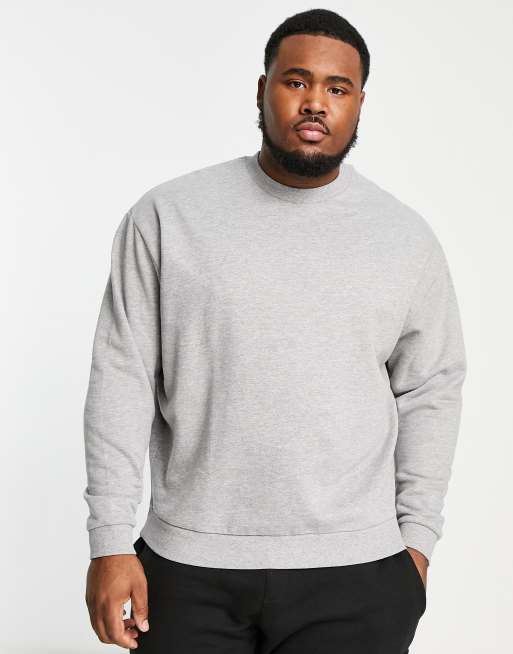 ASOS DESIGN cotton blend oversized sweatshirt in grey marl - GREY