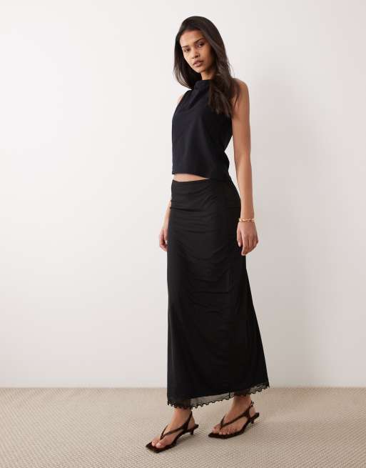 ASOS DESIGN cotton blend sleeveless boat neck tank top with asymmetric hem in black, 2 of 4