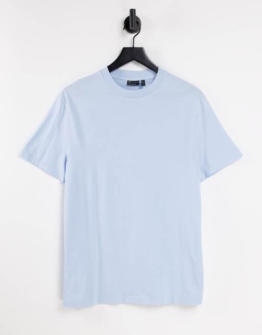 ASOS DESIGN cotton blend t-shirt with crew neck in light blue