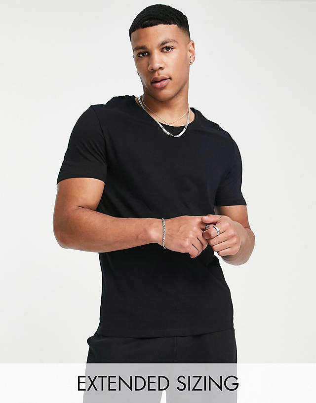ASOS DESIGN - cotton blend t-shirt with scoop neck - black