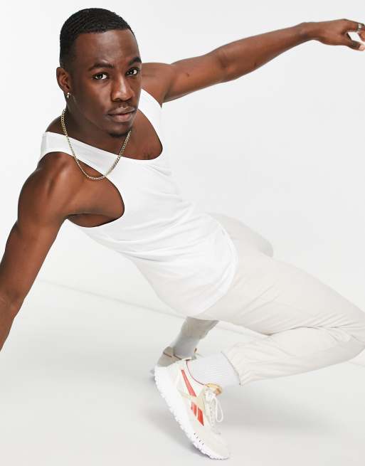 ASOS DESIGN cotton blend vest in white - WHITE, 4 of 4