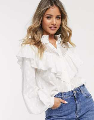 white cotton blouse with ruffles