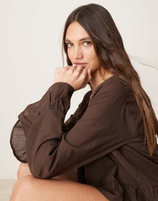 Asos Design Cotton Boho Lace Trim Blouse