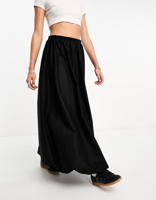 ASOS DESIGN cotton bubble maxi skirt in black