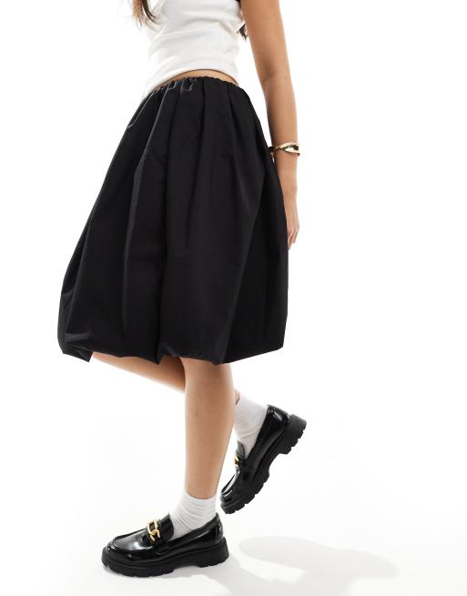 ASOS DESIGN cotton bubble midi skirt in black ASOS