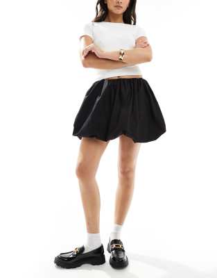 Asos Design Cotton Bubble Mini Skirt In Black In Black