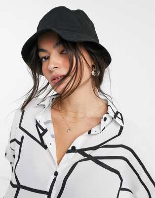 Asos Design Cotton Bucket Hat In Black In Black