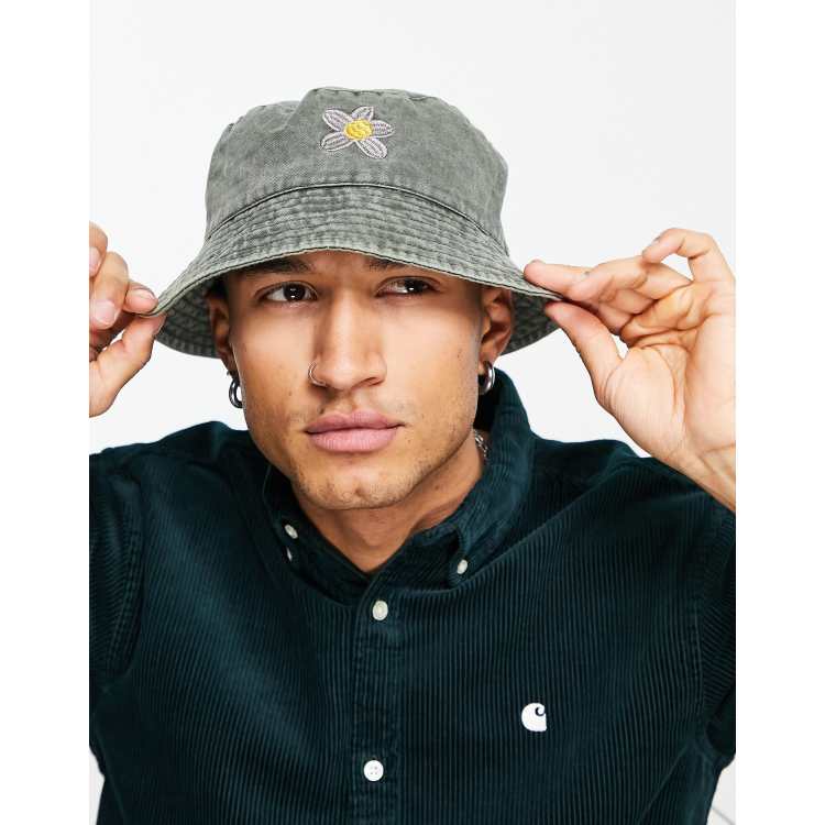 Mens Bucket Hat Animal Buckin Embroidered Washed Cotton Classic