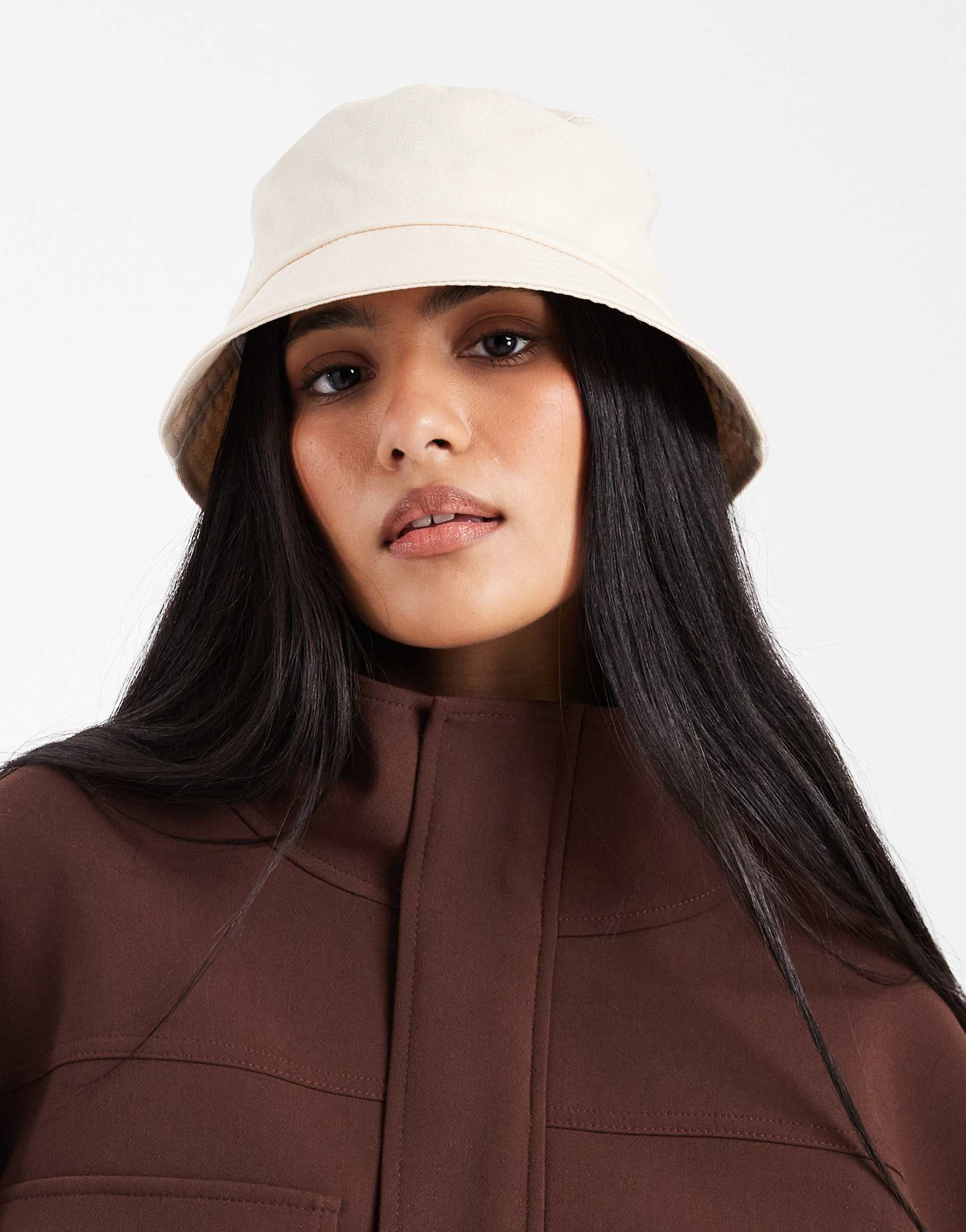 asos design cotton canvas bucket hat in ecru