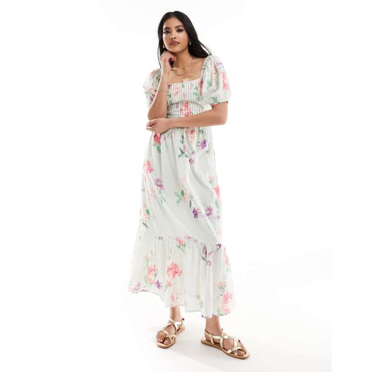 Asos edition maternity embroidered floral maxi dress in dobby spot best sale