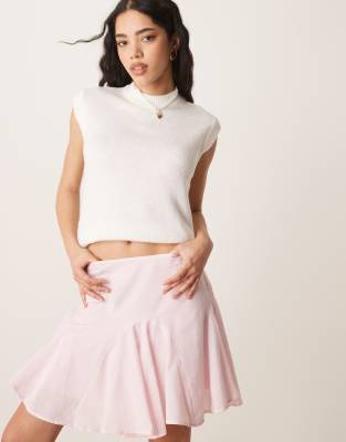 Asos Design Cotton Godet Flippy Hem Mini Skirt In Pink