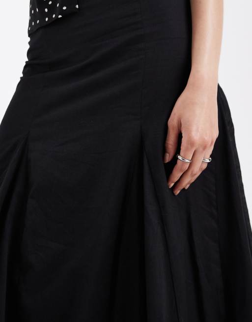 ASOS DESIGN cotton godet maxi skirt in black, 5 of 5