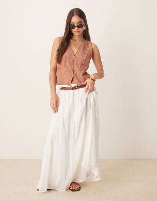 ASOS DESIGN cotton godet maxi skirt in white | ASOS