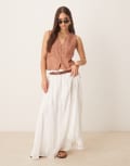 [ASOS DESIGN] ASOS DESIGN cotton godet maxi skirt in white 4 white