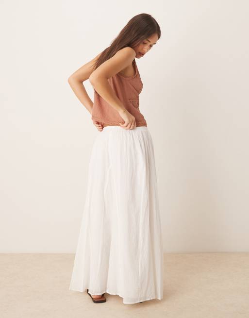 ASOS DESIGN cotton godet maxi skirt in white