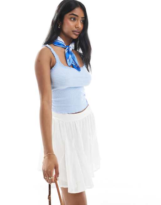 ASOS DESIGN cotton godet mini skirt in white, 3 of 5