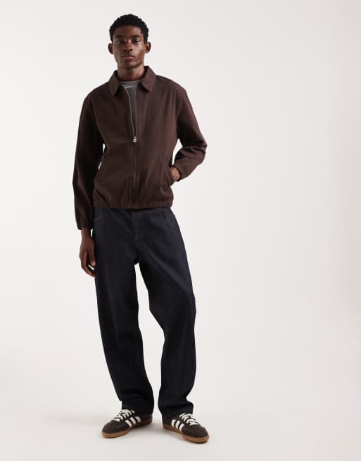 ASOS DESIGN cotton harrington jacket in brown, 2 of 5