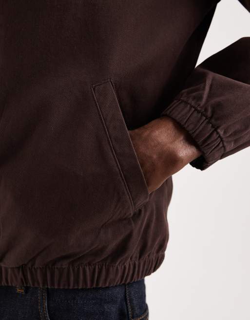 ASOS DESIGN cotton harrington jacket in brown, 3 of 5