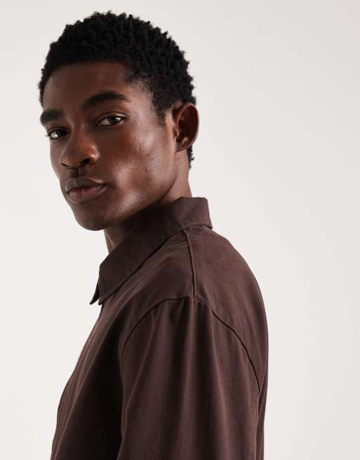 ASOS DESIGN cotton harrington jacket in brown, 4 of 5