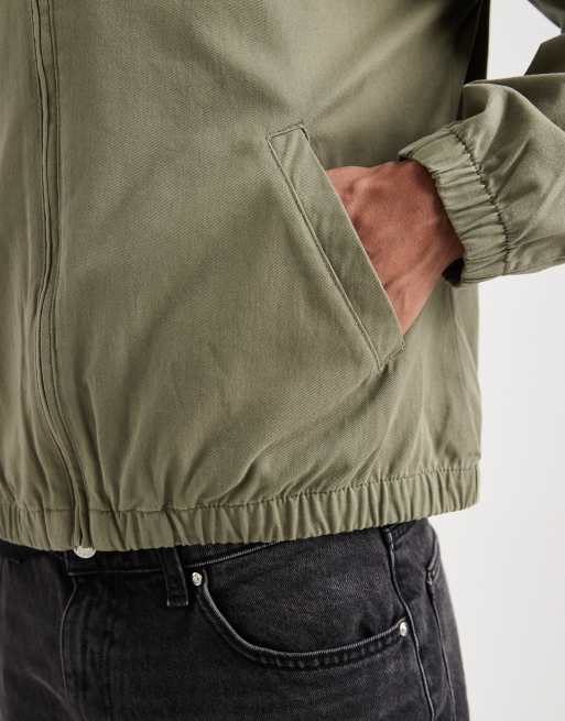 ASOS DESIGN cotton harrington jacket in khaki, 5 of 5