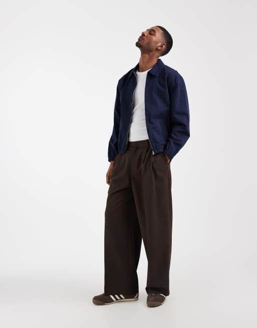 ASOS DESIGN cotton harrington jacket in  navy, 2 of 5