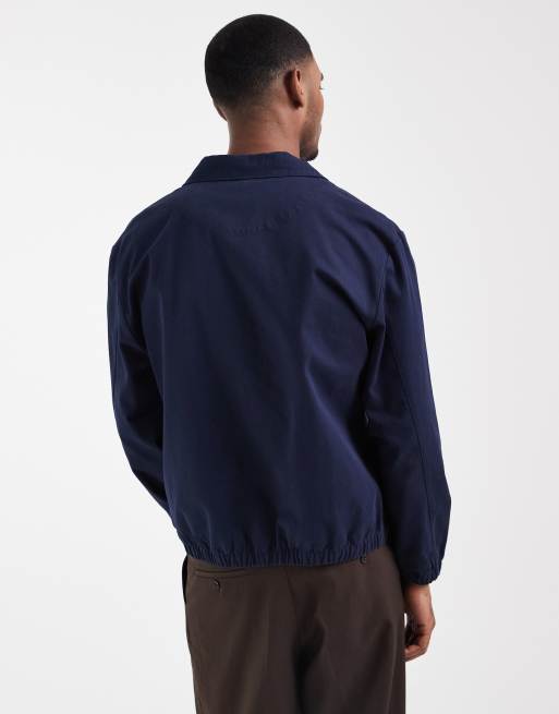 ASOS DESIGN cotton harrington jacket in  navy, 4 of 5