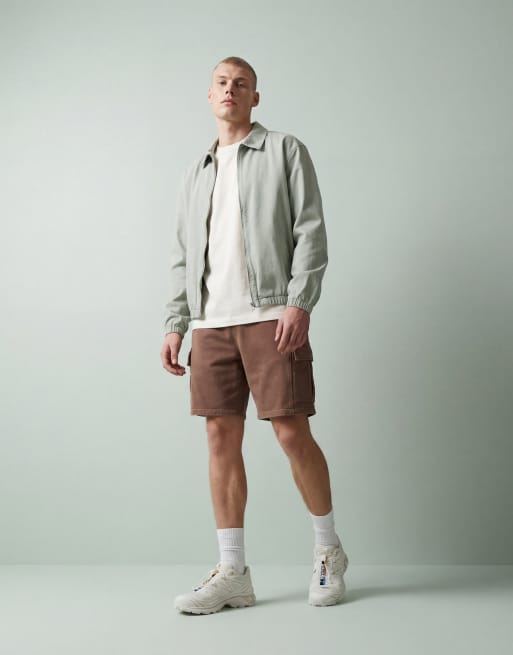 ASOS DESIGN cotton harrington jacket in sage green, 10 of 12
