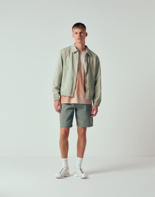 ASOS DESIGN cotton harrington jacket in sage green, 2 of 7