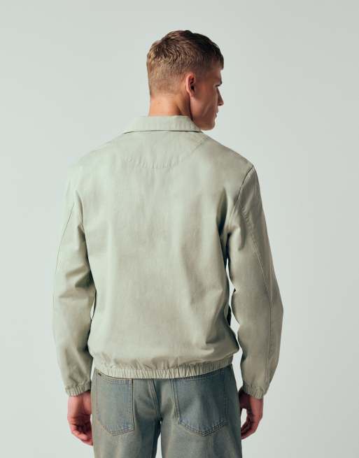 ASOS DESIGN cotton harrington jacket in sage green, 4 of 7