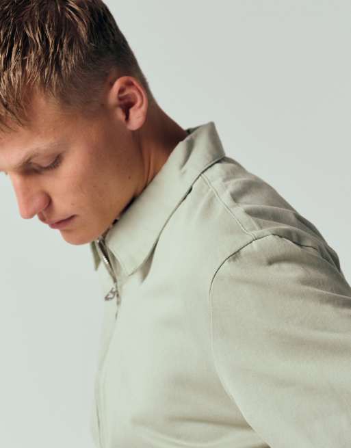 ASOS DESIGN cotton harrington jacket in sage green, 5 of 7