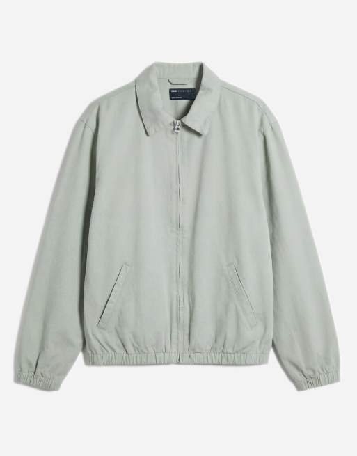 ASOS DESIGN cotton harrington jacket in sage green, 6 of 7